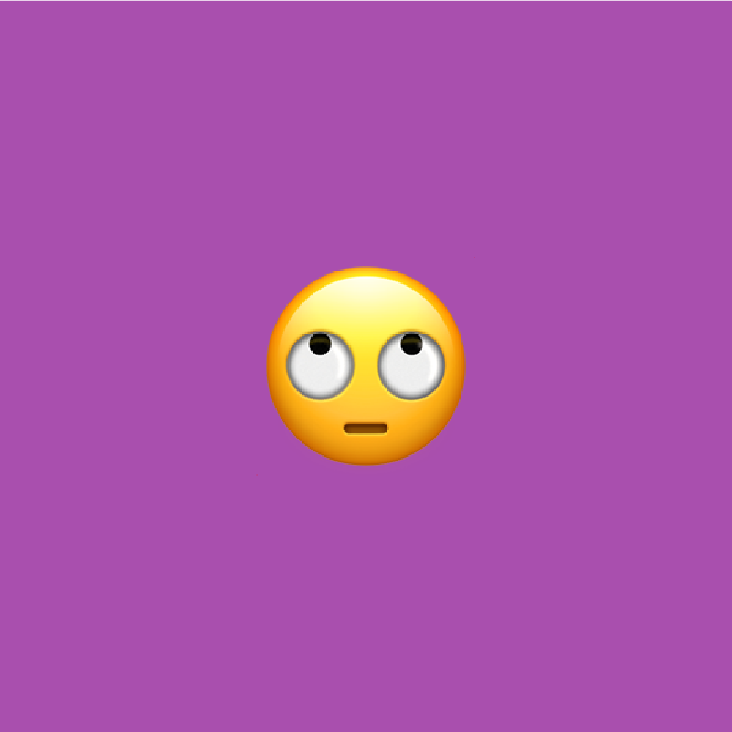 紫色的背景,面对滚滚眼睛emoji